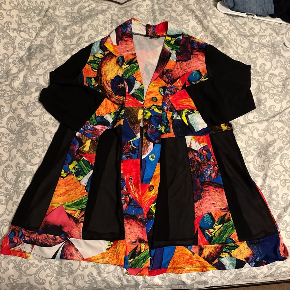 Dior Colorful Abstract Cardigan with Black Accents